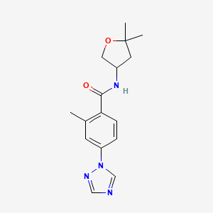 molecular formula C16H20N4O2 B7259672 N-(5,5-dimethyloxolan-3-yl)-2-methyl-4-(1,2,4-triazol-1-yl)benzamide 