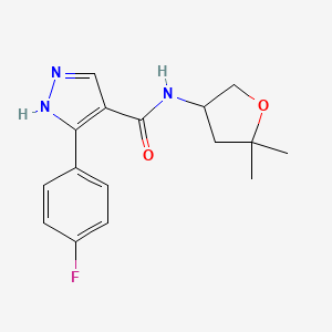 molecular formula C16H18FN3O2 B7259701 N-(5,5-dimethyloxolan-3-yl)-5-(4-fluorophenyl)-1H-pyrazole-4-carboxamide 