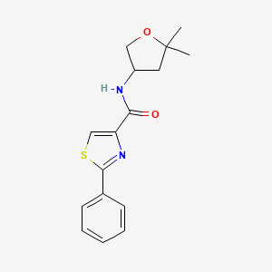 molecular formula C16H18N2O2S B7259708 N-(5,5-dimethyloxolan-3-yl)-2-phenyl-1,3-thiazole-4-carboxamide 