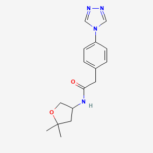 molecular formula C16H20N4O2 B7259723 N-(5,5-dimethyloxolan-3-yl)-2-[4-(1,2,4-triazol-4-yl)phenyl]acetamide 