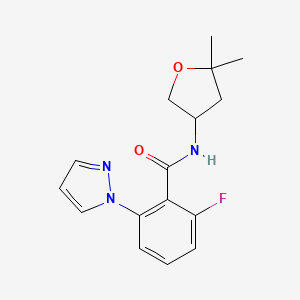 molecular formula C16H18FN3O2 B7259726 N-(5,5-dimethyloxolan-3-yl)-2-fluoro-6-pyrazol-1-ylbenzamide 