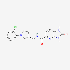 molecular formula C18H18ClN5O2 B7259755 N-[[1-(2-chlorophenyl)pyrrolidin-3-yl]methyl]-2-oxo-1,3-dihydroimidazo[4,5-b]pyridine-5-carboxamide 