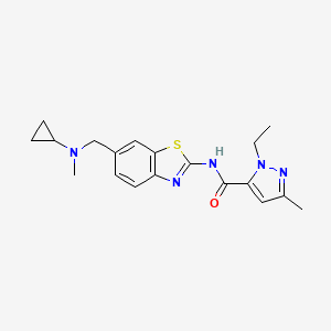 molecular formula C19H23N5OS B7259826 N-[6-[[cyclopropyl(methyl)amino]methyl]-1,3-benzothiazol-2-yl]-2-ethyl-5-methylpyrazole-3-carboxamide 