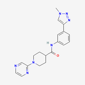 molecular formula C19H21N7O B7260092 N-[3-(1-methyltriazol-4-yl)phenyl]-1-pyrazin-2-ylpiperidine-4-carboxamide 