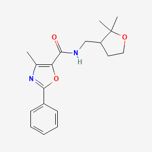 molecular formula C18H22N2O3 B7260122 N-[(2,2-dimethyloxolan-3-yl)methyl]-4-methyl-2-phenyl-1,3-oxazole-5-carboxamide 