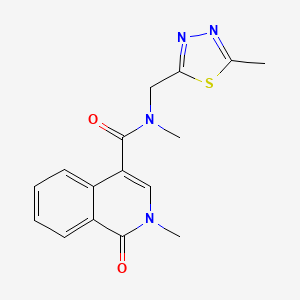 molecular formula C16H16N4O2S B7260149 N,2-dimethyl-N-[(5-methyl-1,3,4-thiadiazol-2-yl)methyl]-1-oxoisoquinoline-4-carboxamide 
