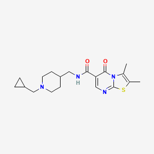 molecular formula C19H26N4O2S B7260186 N-[[1-(cyclopropylmethyl)piperidin-4-yl]methyl]-2,3-dimethyl-5-oxo-[1,3]thiazolo[3,2-a]pyrimidine-6-carboxamide 