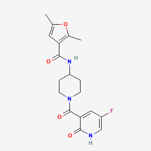 molecular formula C18H20FN3O4 B7260758 N-[1-(5-fluoro-2-oxo-1H-pyridine-3-carbonyl)piperidin-4-yl]-2,5-dimethylfuran-3-carboxamide 
