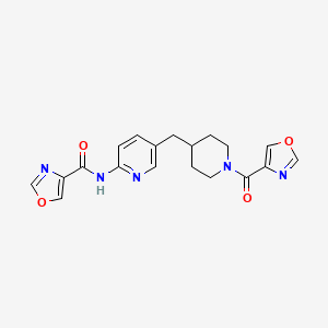 molecular formula C19H19N5O4 B7260801 N-[5-[[1-(1,3-oxazole-4-carbonyl)piperidin-4-yl]methyl]pyridin-2-yl]-1,3-oxazole-4-carboxamide 
