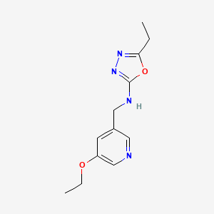 molecular formula C12H16N4O2 B7260804 N-[(5-ethoxypyridin-3-yl)methyl]-5-ethyl-1,3,4-oxadiazol-2-amine 