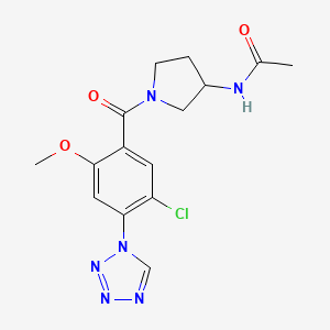 molecular formula C15H17ClN6O3 B7260922 N-[1-[5-chloro-2-methoxy-4-(tetrazol-1-yl)benzoyl]pyrrolidin-3-yl]acetamide 