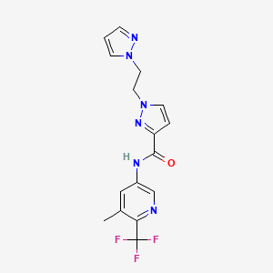 molecular formula C16H15F3N6O B7260998 N-[5-methyl-6-(trifluoromethyl)pyridin-3-yl]-1-(2-pyrazol-1-ylethyl)pyrazole-3-carboxamide 