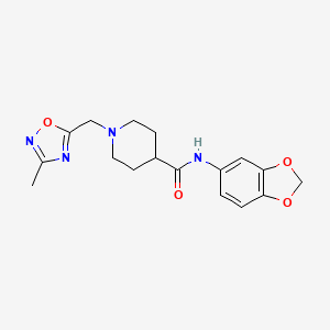 molecular formula C17H20N4O4 B7261097 N-(1,3-benzodioxol-5-yl)-1-[(3-methyl-1,2,4-oxadiazol-5-yl)methyl]piperidine-4-carboxamide 