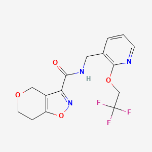 molecular formula C15H14F3N3O4 B7261116 N-[[2-(2,2,2-trifluoroethoxy)pyridin-3-yl]methyl]-6,7-dihydro-4H-pyrano[3,4-d][1,2]oxazole-3-carboxamide 