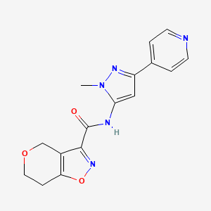 molecular formula C16H15N5O3 B7261124 N-(2-methyl-5-pyridin-4-ylpyrazol-3-yl)-6,7-dihydro-4H-pyrano[3,4-d][1,2]oxazole-3-carboxamide 