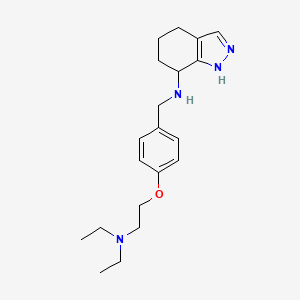 molecular formula C20H30N4O B7261146 N-[[4-[2-(diethylamino)ethoxy]phenyl]methyl]-4,5,6,7-tetrahydro-1H-indazol-7-amine 