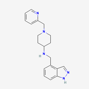 molecular formula C19H23N5 B7261323 N-(1H-indazol-4-ylmethyl)-1-(pyridin-2-ylmethyl)piperidin-4-amine 