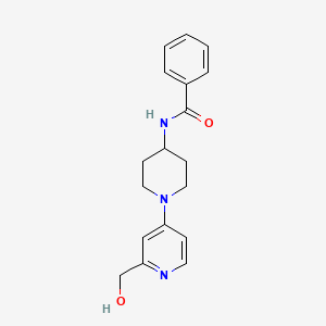 molecular formula C18H21N3O2 B7261445 N-[1-[2-(hydroxymethyl)pyridin-4-yl]piperidin-4-yl]benzamide 