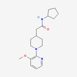 molecular formula C18H27N3O2 B7261519 N-cyclopentyl-2-[1-(3-methoxypyridin-2-yl)piperidin-4-yl]acetamide 