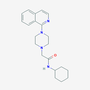 molecular formula C21H28N4O B7261529 N-cyclohexyl-2-(4-isoquinolin-1-ylpiperazin-1-yl)acetamide 
