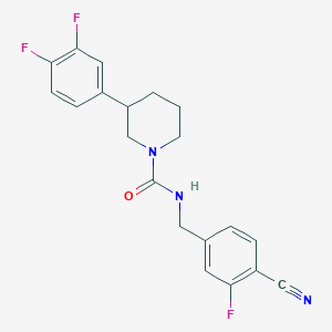 molecular formula C20H18F3N3O B7261632 N-[(4-cyano-3-fluorophenyl)methyl]-3-(3,4-difluorophenyl)piperidine-1-carboxamide 