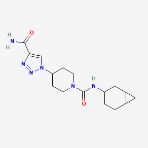 molecular formula C16H24N6O2 B7261653 N-(3-bicyclo[4.1.0]heptanyl)-4-(4-carbamoyltriazol-1-yl)piperidine-1-carboxamide 