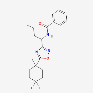 molecular formula C20H25F2N3O2 B7261746 N-[1-[5-(4,4-difluoro-1-methylcyclohexyl)-1,2,4-oxadiazol-3-yl]butyl]benzamide 