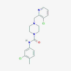 molecular formula C18H20Cl2N4O B7261942 N-(3-chloro-4-methylphenyl)-4-[(3-chloropyridin-2-yl)methyl]piperazine-1-carboxamide 