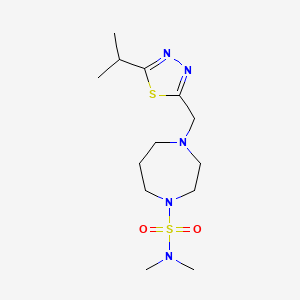 molecular formula C13H25N5O2S2 B7261972 N,N-dimethyl-4-[(5-propan-2-yl-1,3,4-thiadiazol-2-yl)methyl]-1,4-diazepane-1-sulfonamide 
