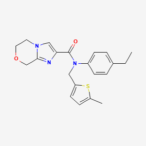 molecular formula C21H23N3O2S B7262006 N-(4-ethylphenyl)-N-[(5-methylthiophen-2-yl)methyl]-6,8-dihydro-5H-imidazo[2,1-c][1,4]oxazine-2-carboxamide 