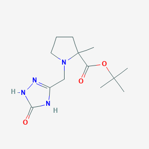 molecular formula C13H22N4O3 B7262021 Tert-butyl 2-methyl-1-[(5-oxo-1,4-dihydro-1,2,4-triazol-3-yl)methyl]pyrrolidine-2-carboxylate 