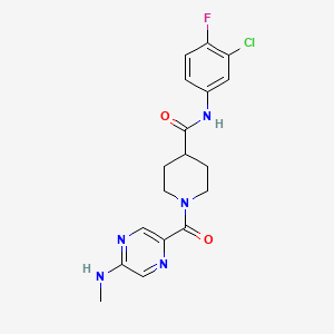 molecular formula C18H19ClFN5O2 B7262045 N-(3-chloro-4-fluorophenyl)-1-[5-(methylamino)pyrazine-2-carbonyl]piperidine-4-carboxamide 