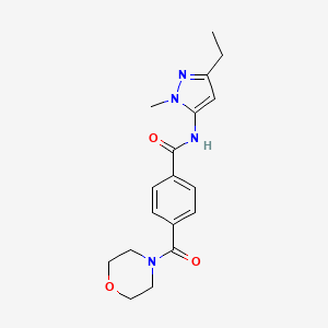 molecular formula C18H22N4O3 B7262064 N-(5-ethyl-2-methylpyrazol-3-yl)-4-(morpholine-4-carbonyl)benzamide 