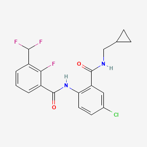 molecular formula C19H16ClF3N2O2 B7262129 N-[4-chloro-2-(cyclopropylmethylcarbamoyl)phenyl]-3-(difluoromethyl)-2-fluorobenzamide 