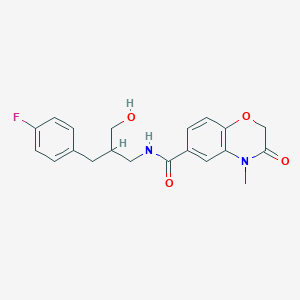 molecular formula C20H21FN2O4 B7262179 N-[2-[(4-fluorophenyl)methyl]-3-hydroxypropyl]-4-methyl-3-oxo-1,4-benzoxazine-6-carboxamide 