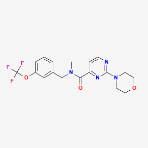molecular formula C18H19F3N4O3 B7262247 N-methyl-2-morpholin-4-yl-N-[[3-(trifluoromethoxy)phenyl]methyl]pyrimidine-4-carboxamide 