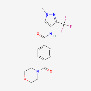 molecular formula C17H17F3N4O3 B7262274 N-[1-methyl-3-(trifluoromethyl)pyrazol-4-yl]-4-(morpholine-4-carbonyl)benzamide 