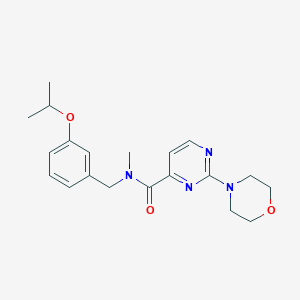 molecular formula C20H26N4O3 B7262292 N-methyl-2-morpholin-4-yl-N-[(3-propan-2-yloxyphenyl)methyl]pyrimidine-4-carboxamide 
