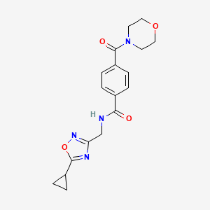 molecular formula C18H20N4O4 B7262316 N-[(5-cyclopropyl-1,2,4-oxadiazol-3-yl)methyl]-4-(morpholine-4-carbonyl)benzamide 