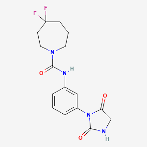 molecular formula C16H18F2N4O3 B7262324 N-[3-(2,5-dioxoimidazolidin-1-yl)phenyl]-4,4-difluoroazepane-1-carboxamide 