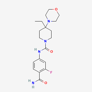 molecular formula C19H27FN4O3 B7262372 N-(4-carbamoyl-3-fluorophenyl)-4-ethyl-4-morpholin-4-ylpiperidine-1-carboxamide 