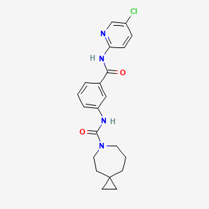 molecular formula C21H23ClN4O2 B7262390 N-[3-[(5-chloropyridin-2-yl)carbamoyl]phenyl]-6-azaspiro[2.6]nonane-6-carboxamide 