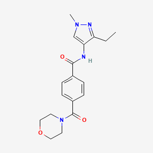 molecular formula C18H22N4O3 B7262405 N-(3-ethyl-1-methylpyrazol-4-yl)-4-(morpholine-4-carbonyl)benzamide 