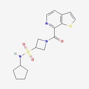 molecular formula C16H19N3O3S2 B7262410 N-cyclopentyl-1-(thieno[2,3-c]pyridine-7-carbonyl)azetidine-3-sulfonamide 