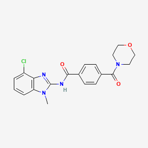 molecular formula C20H19ClN4O3 B7262501 N-(4-chloro-1-methylbenzimidazol-2-yl)-4-(morpholine-4-carbonyl)benzamide 