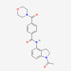 molecular formula C22H23N3O4 B7262509 N-(1-acetyl-2,3-dihydroindol-4-yl)-4-(morpholine-4-carbonyl)benzamide 