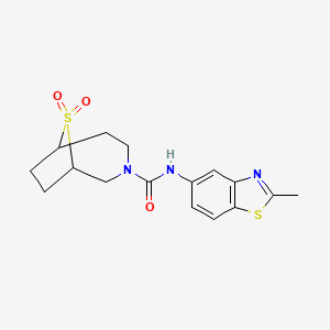 molecular formula C16H19N3O3S2 B7262537 N-(2-methyl-1,3-benzothiazol-5-yl)-9,9-dioxo-9lambda6-thia-3-azabicyclo[4.2.1]nonane-3-carboxamide 