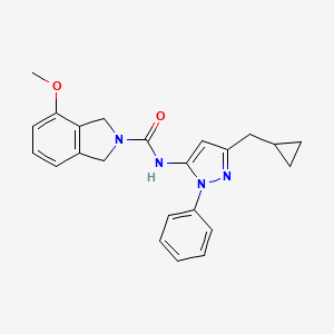 molecular formula C23H24N4O2 B7262587 N-[5-(cyclopropylmethyl)-2-phenylpyrazol-3-yl]-4-methoxy-1,3-dihydroisoindole-2-carboxamide 