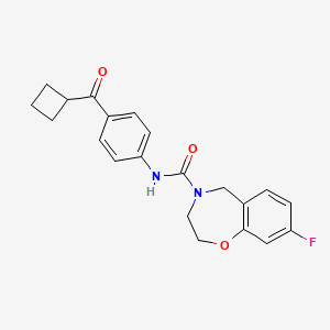 molecular formula C21H21FN2O3 B7262661 N-[4-(cyclobutanecarbonyl)phenyl]-8-fluoro-3,5-dihydro-2H-1,4-benzoxazepine-4-carboxamide 