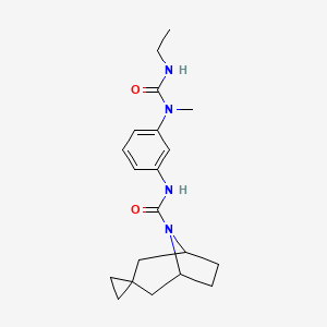 molecular formula C20H28N4O2 B7262684 N-[3-[ethylcarbamoyl(methyl)amino]phenyl]spiro[8-azabicyclo[3.2.1]octane-3,1'-cyclopropane]-8-carboxamide 